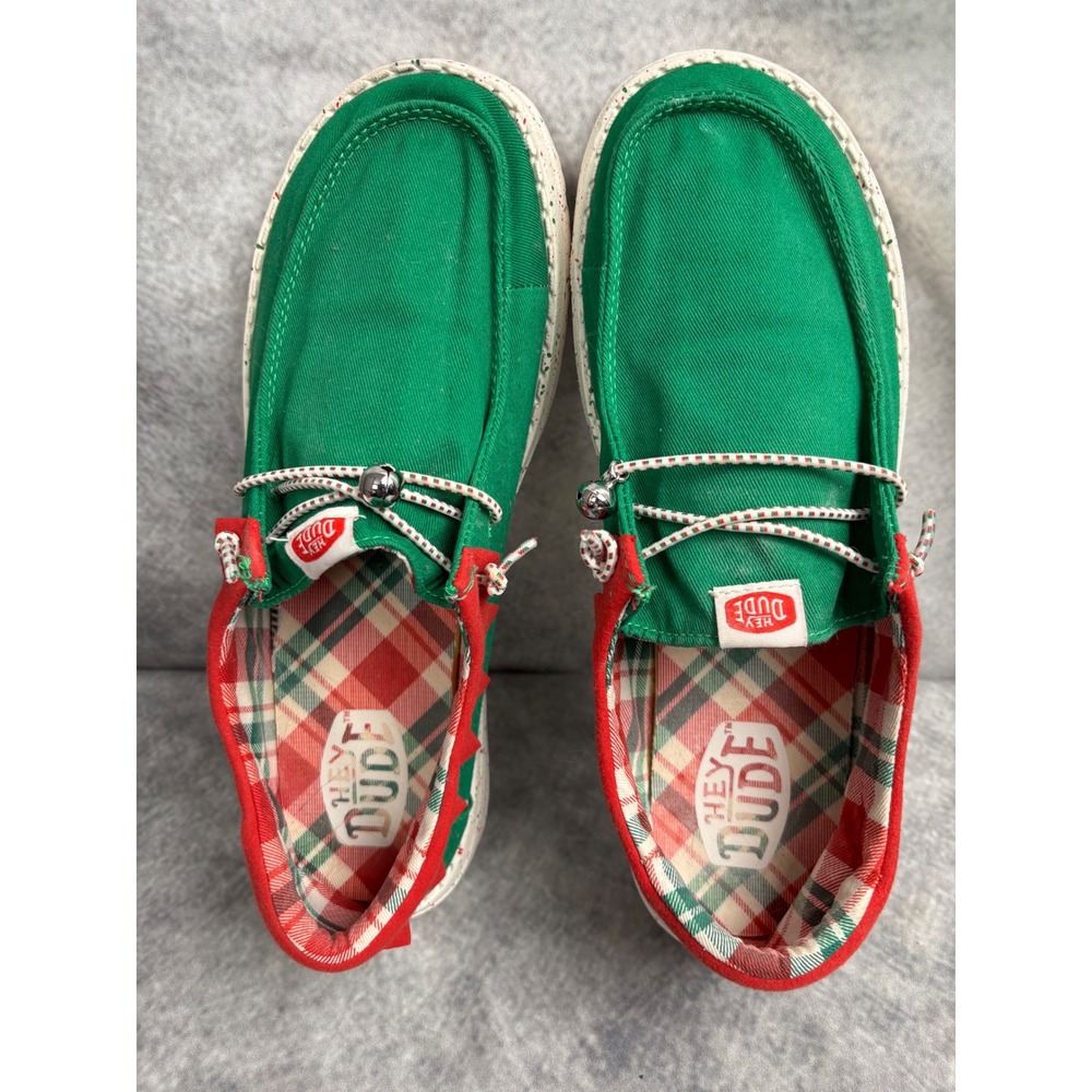Hey Dude Women's Wendy Holiday Elf Holiday Green Red Christmas Shoes Size 11 - Picture 9 of 10